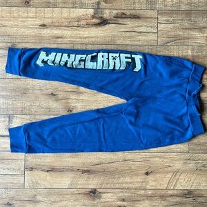 Boys size M blue Minecraft joggers. Lightly worn, no stains.